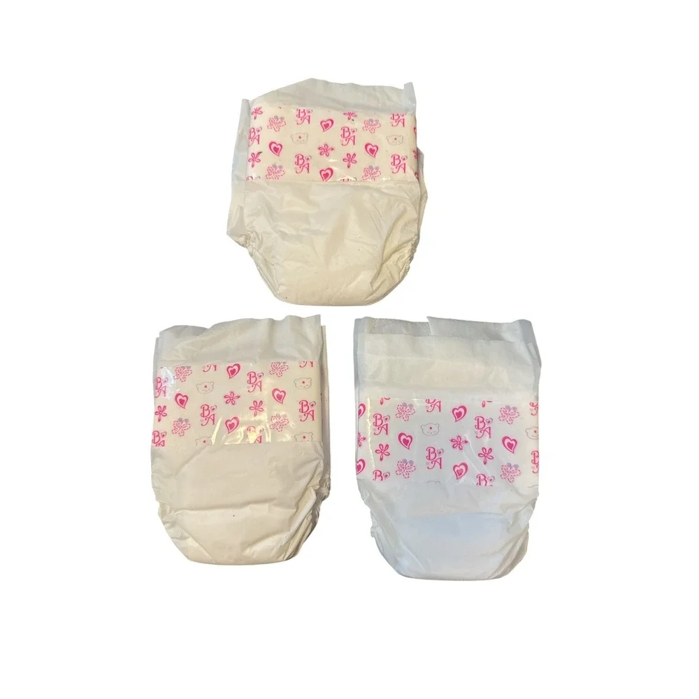 Hasbro Baby Alive Diapers Doll Accessories Set of 3 Pink White 2005 Vintage